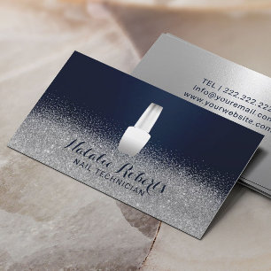 Nail Salon polsk manicurist Navy & Silver Glitter Visitkort