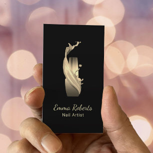 Nail Salon Polsk manikurist Modern Black och Guld Visitkort