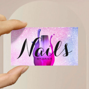 Nail Salon polsk manikurist Modern Pastel Glitter Visitkort