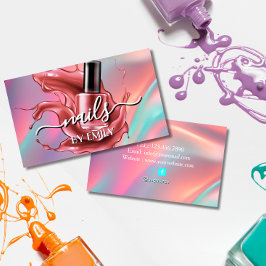 Nail Salon polsk manikurist Pastel Holografik Visitkort
