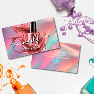Nail Salon polsk manikurist Pastel Holografik Visitkort