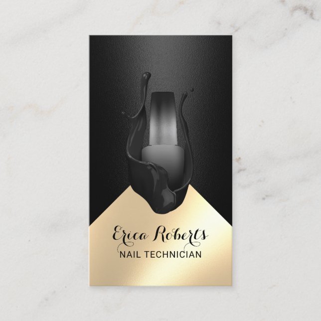Nail Salon Polska Black och Guld Visitkort (Framsida)