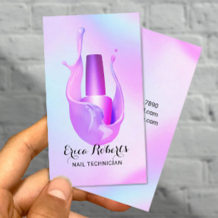 Nail Salon Polska Flaska Pastel Lila Stänk Visitkort