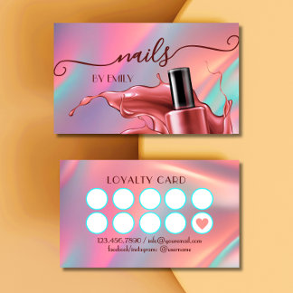 Nail Salon polska Flaska Stänk Pastel Lojalitetskort