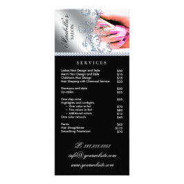 Nail Salon polska Silver Rosa Service Menu Reklamkort