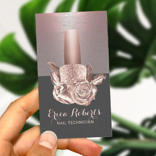 Nail Salon Ro Guld Blommigt Polsk manikurist Visitkort