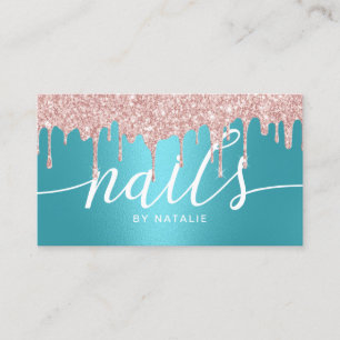 Nail Salon Ro Guld Drivrutiner Turquise Typography Visitkort