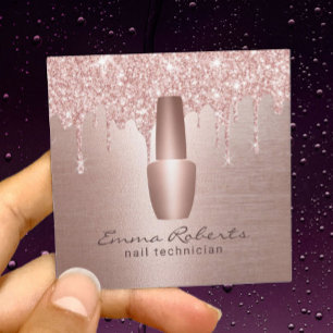 Nail Salon Ro Guld Glitter Drips Makeup Artist Fyrkantigt Visitkort