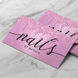 Nail Salon Rosa Glitter Drives Typography Maniboyp Visitkort