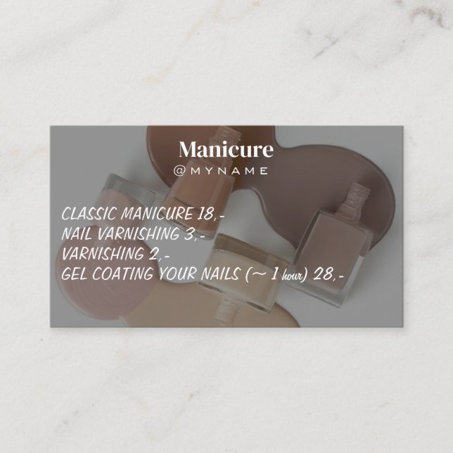 Nail Salon Rosa Glitter Drives Typography Maniboyp Visitkort (Framsida)