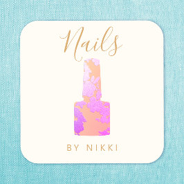 Nail Salon Rosa Glitter Manicurist Fyrkantigt Visitkort