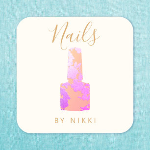 Nail Salon Rosa Glitter Manicurist Fyrkantigt Visitkort