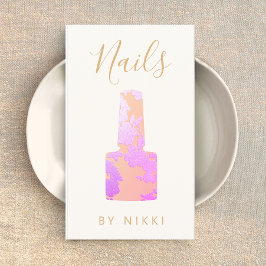 Nail Salon Rosa Glitter Manicurist Square Business Visitkort