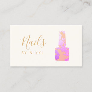 Nail Salon Rosa Glitter Manicurist Visitkort