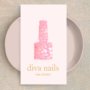 Nail Salon, Rosa och Guld Manikurist, polska Flask Visitkort