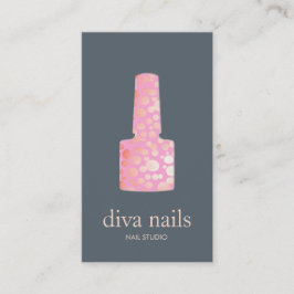 Nail Salon Rosa och Guld Nagel Polska Flaska Logot Visitkort
