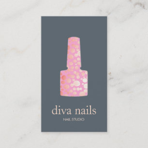 Nail Salon Rosa och Guld Nagel Polska Flaska Logot Visitkort