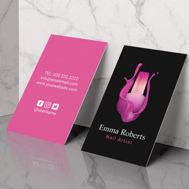 Nail Salon Shock rosa polska Manicurist Beauty Visitkort (Skapare uppladdad)