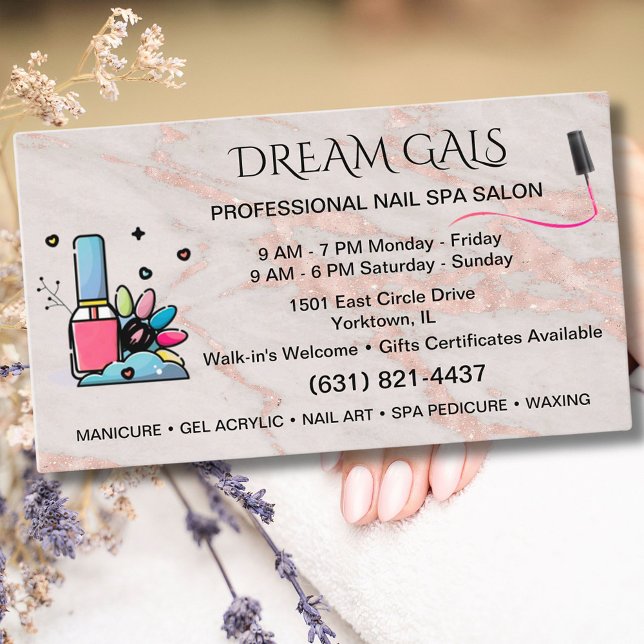 Nail Salon Spa Technician  Ro Marble Visitkort (Skapare uppladdad)
