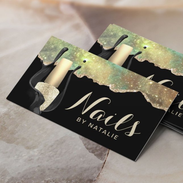 Nail Salon-Trendiget Glam Glitter Agate Maniboyate Visitkort (Skapare uppladdad)