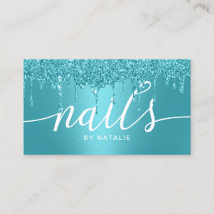 Nail Salon Turcos Glitter Drips Manicurist Visitkort