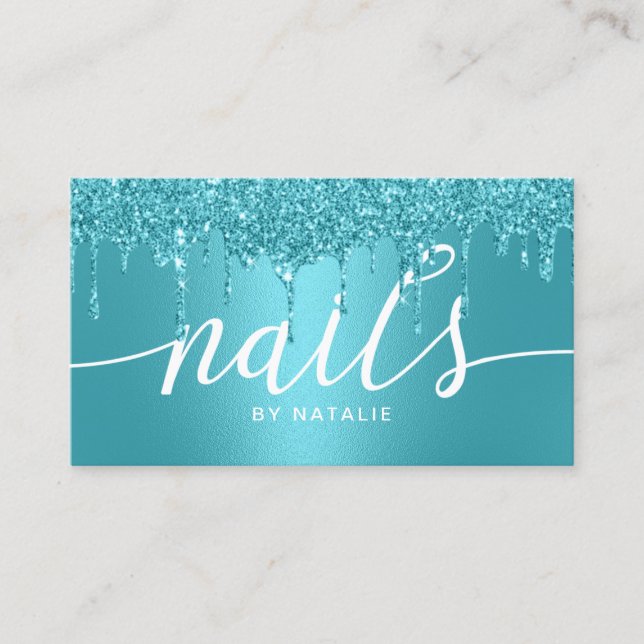 Nail Salon Turcos Glitter Drips Manicurist Visitkort (Framsida)