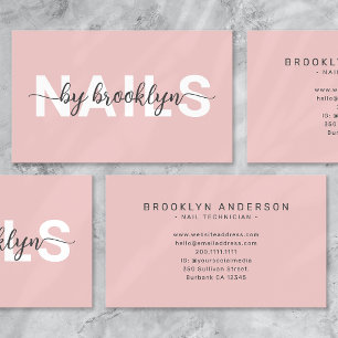Nail Salon Typography Rosa Visitkort
