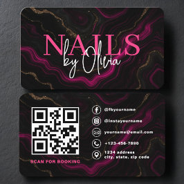 Nail Specialist Artist  QR Code Pink Black Visitkort