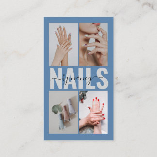 Nail Specialist Dusty Blue Qr Code Photo Collage  Visitkort