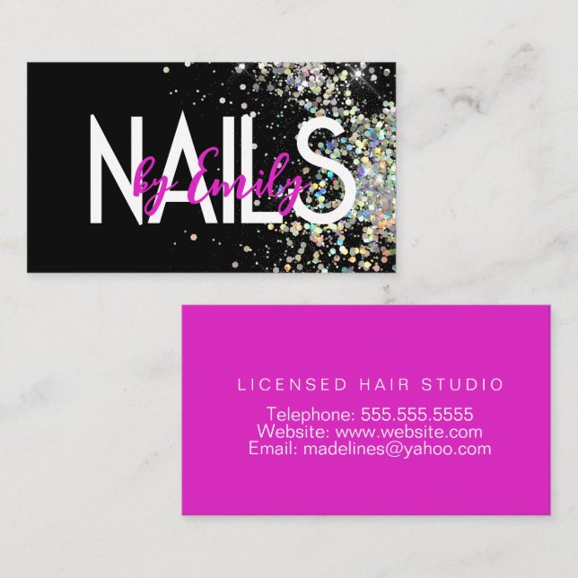 Nail Studio Designer Galaxy Art Neon Visitenkort Visitkort (Fram/baksida)