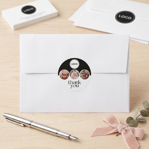 Nail Tech 3 Foto Logotyp Svart Och Vit Tack Runt Klistermärke