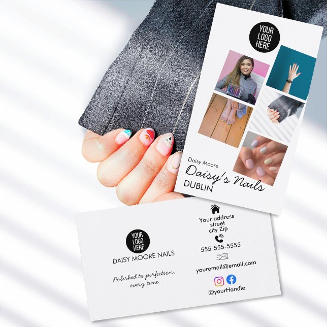 Nail Tech Fotopottfolio manikyr konst Design Visitkort (Skapare uppladdad)
