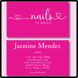Nail Tech Hetero Rosa Professionell Manikyr Salong Visitkort