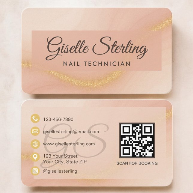 Nail Tech Neutral Terrakotta QR-kod Visitkort (Skapare uppladdad)