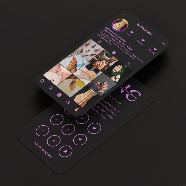 Nail Tech Purple Black Instagram Loyalty  Visitkort (Nail Tech Purple Black Instagram Loyalty Business Card
)