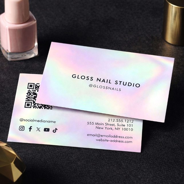 Nail Tech QR-kod Minimalistisk Modern Visitkort (Skapare uppladdad)