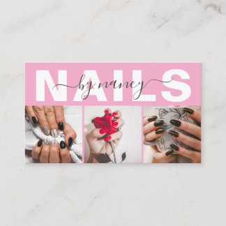 Nail Tech Typography Photo Pink  Visitkort