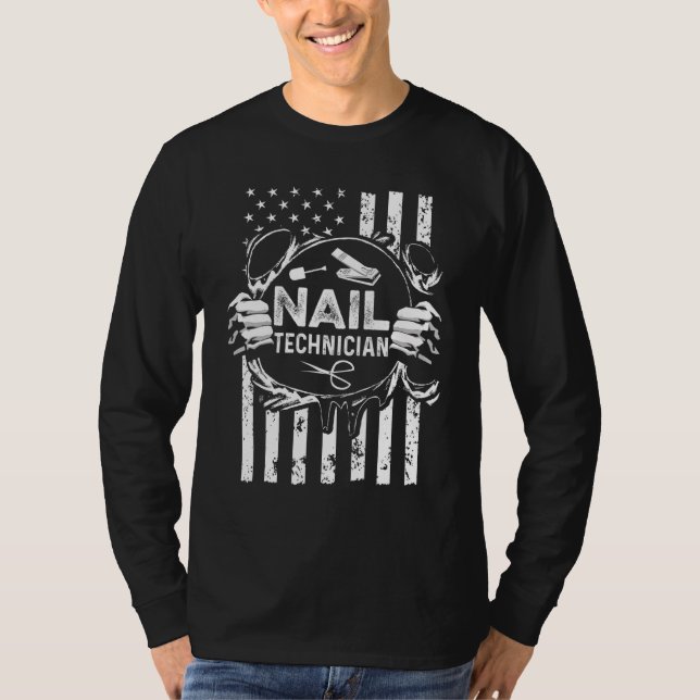 Nail Technician Auktoriserad Nagel Tech Artist Man T Shirt (Framsida)