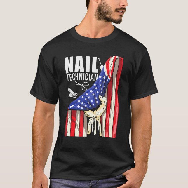 Nail Technician Auktoriserad Nagel Tech Artist Man T Shirt (Framsida)