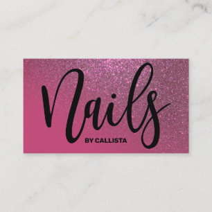 Nail Technician Berry Rosa Glitter Typography Visitkort