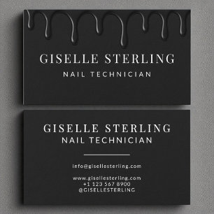 Nail Technician Black Dripping Luxe Visitkort