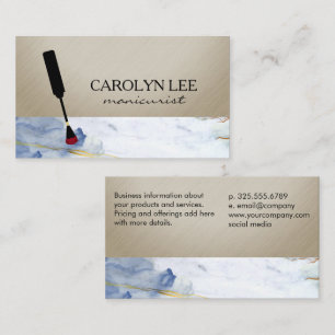 Nail Technician Blue Guld Marble Visitkort