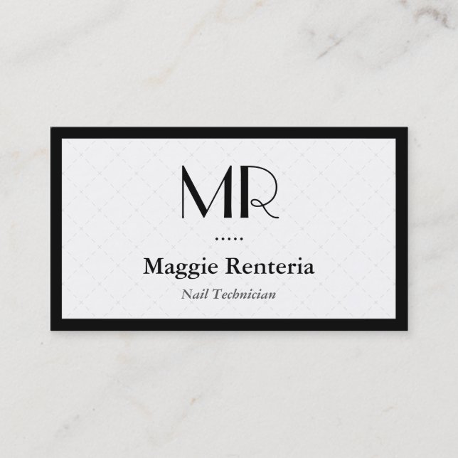 Nail Technician - Clean Snyggt Monogram Visitkort (Framsida)