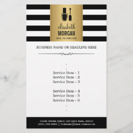 NAIL TECHNICIAN Elegant Guld Black White Rand Flygblad
