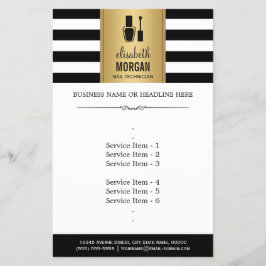 NAIL TECHNICIAN Elegant Guld Black White Rand Flygblad