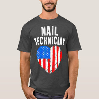 Nail Technician Flagga Verktyg Nagel Tech Artist D T Shirt