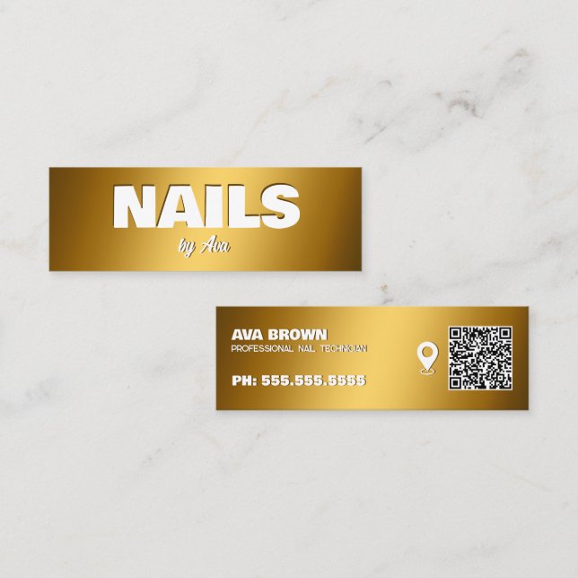 Nail Technician Google Kartor QR Mini Visitkort (Fram/baksida)