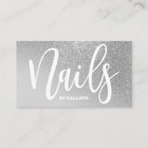 Nail Technician Grått Silver Glitter Typografi Visitkort