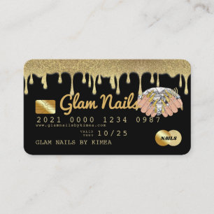 Nail Technician Guld Glitter-Kredit-körkort Visitkort