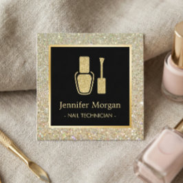Nail Technician Guld Glitter polska Flaska Fyrkantigt Visitkort
